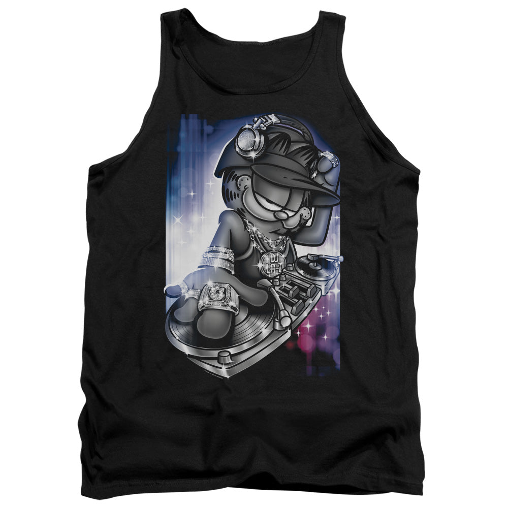 Garfield - Dj Lazy - Adult Tank - Black