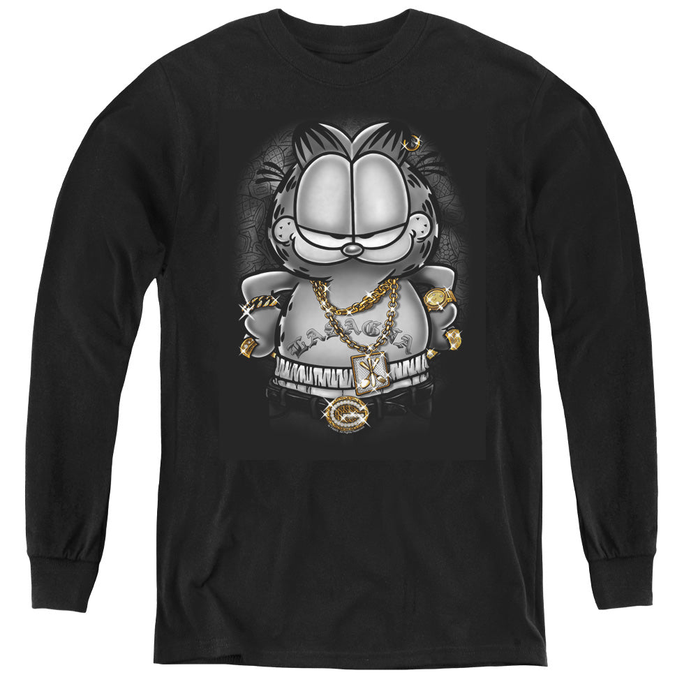 Garfield - Lasagna For Life - Youth Long Sleeve Tee - Black