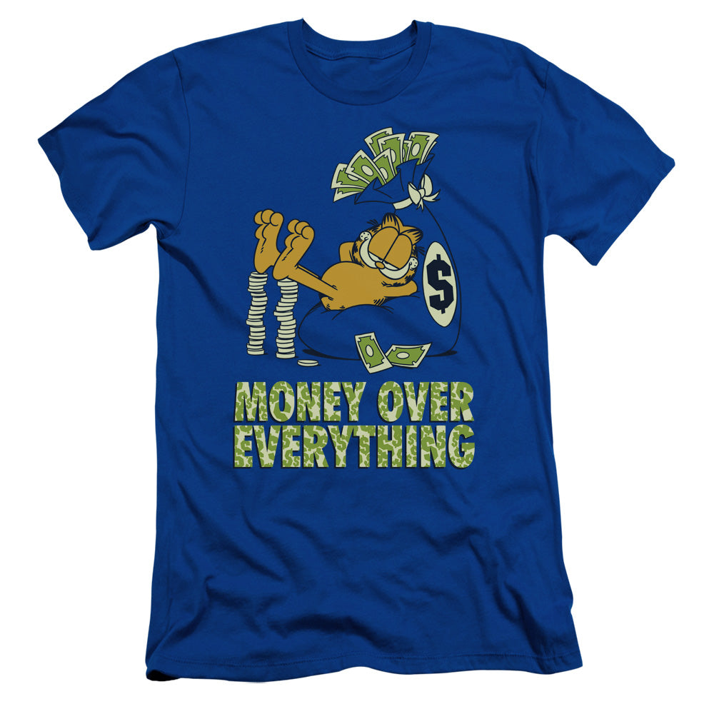Garfield - Money Is Everything - Short Sleeve Adult 30/1 - Royal Blue T-shirt