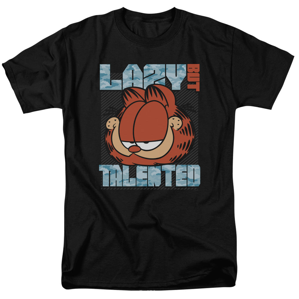 Garfield - Lazy But Talented - Short Sleeve Adult 18/1 - Black T-shirt