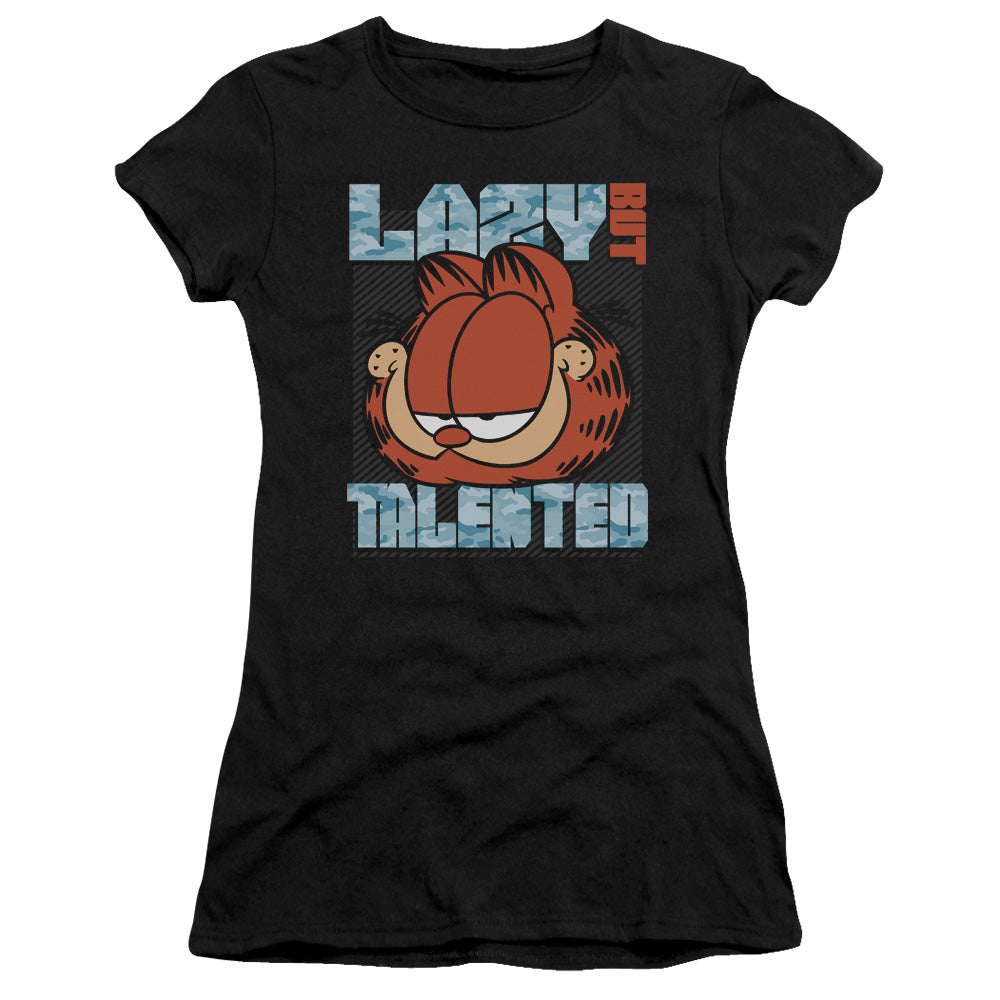 Garfield - Lazy But Talented - Short Sleeve Junior Sheer - Black T-shirt