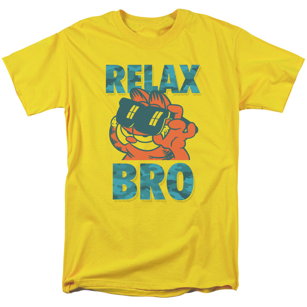 Garfield - Relax Bro - Short Sleeve Adult 18/1 - Yellow T-shirt