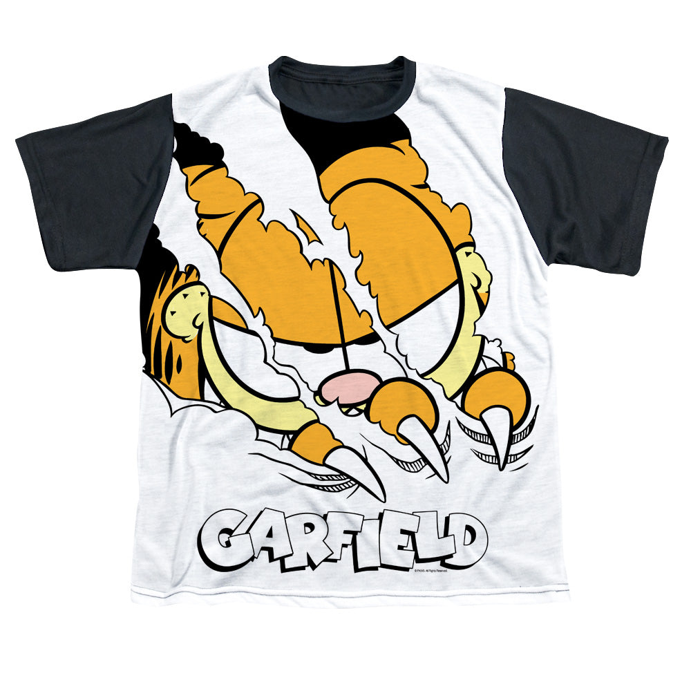 Garfield - Torn - Short Sleeve Youth White Front Black Back - White T-shirt
