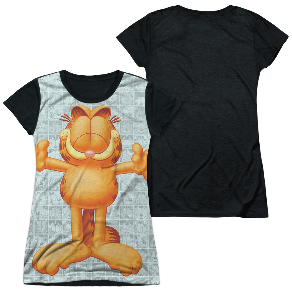 Garfield - Free Hugs - Short Sleeve Junior Poly Black Back - White T-shirt