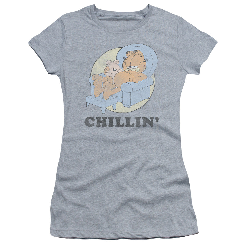 Garfield - Chillin - Short Sleeve Junior Sheer - Athletic Heather T-shirt