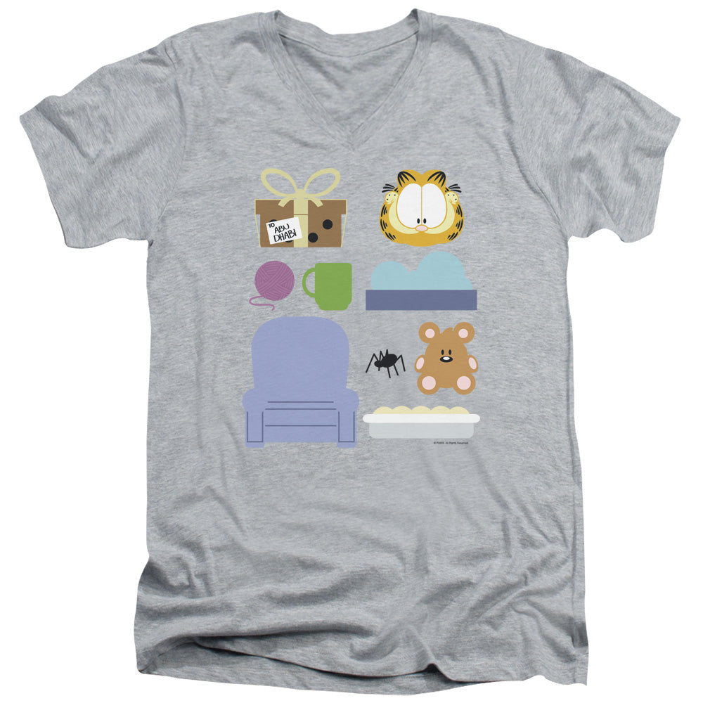 Garfield - Gift Set - Short Sleeve Adult V-neck 30/1 - Athletic Heather T-shirt