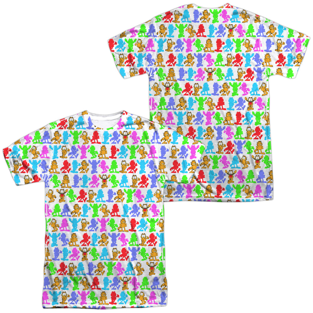 Garfield - Silhouettes (Front/back Print) - Short Sleeve Adult Poly Crew - White T-shirt