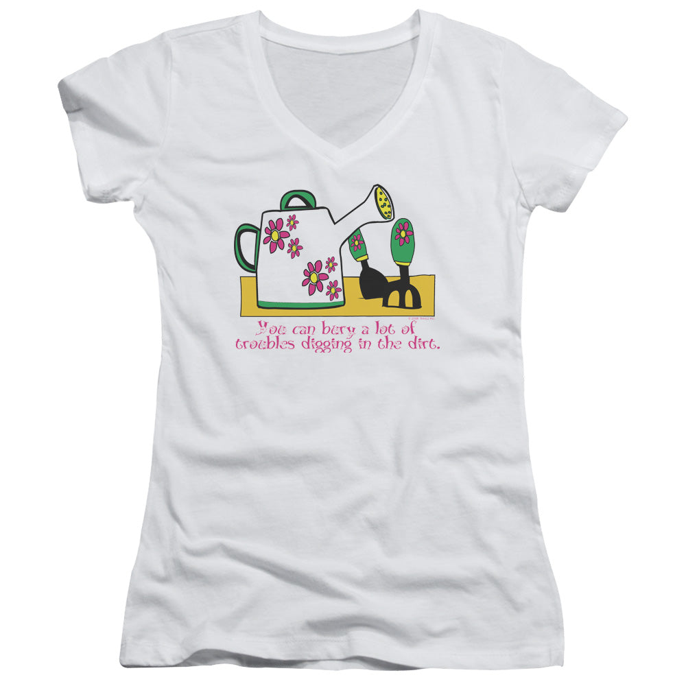 Garden - Burying Troubles - Junior V-neck - White