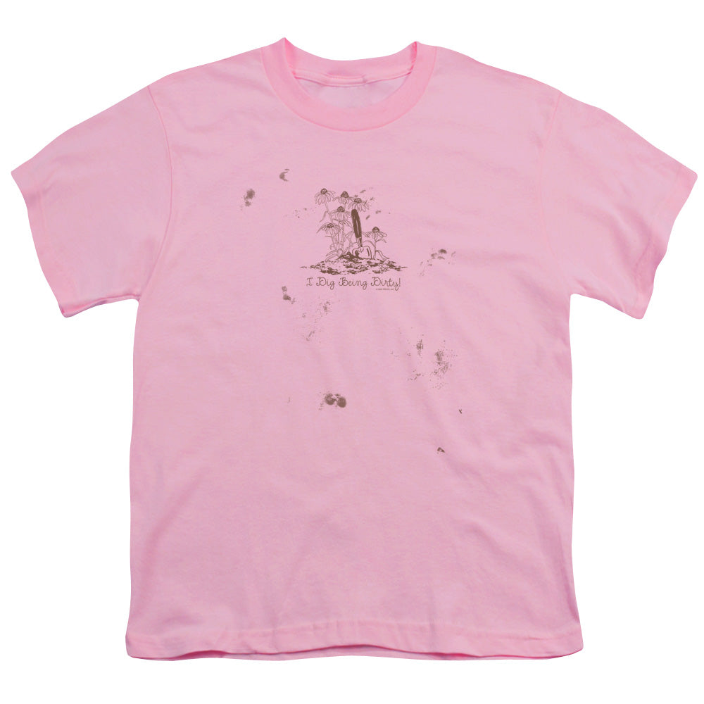 Garden - I Dig Being Dirty - Short Sleeve Youth 18/1 - Pink T-shirt