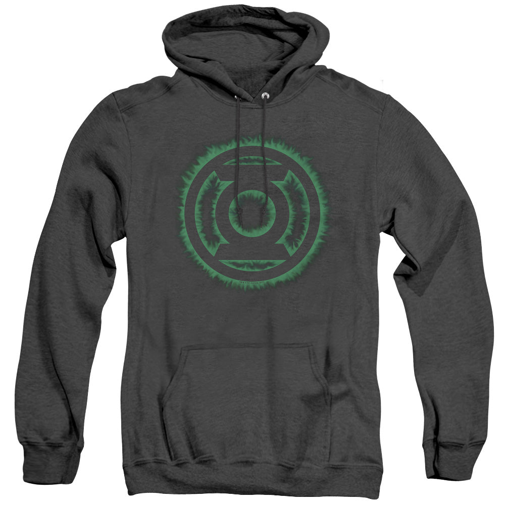 Green Lantern - Green Flame Logo - Adult Heather Hoodie - Black