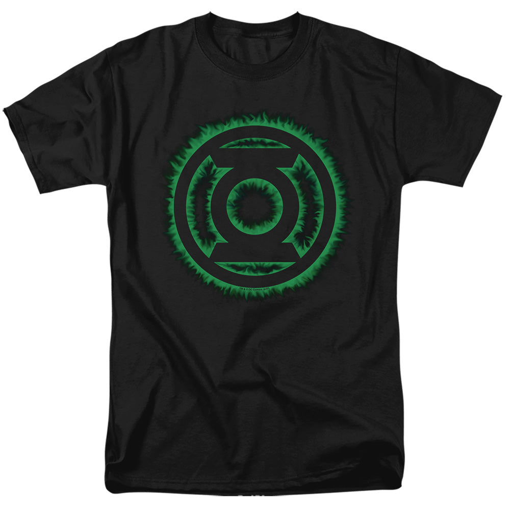 Green Lantern - Green Flame Logo - Short Sleeve Adult 18/1 - Black T-shirt