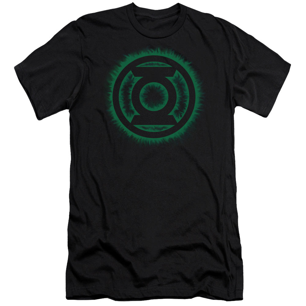 Green Lantern - Green Flame Logo - Short Sleeve Adult 30/1 - Black T-shirt