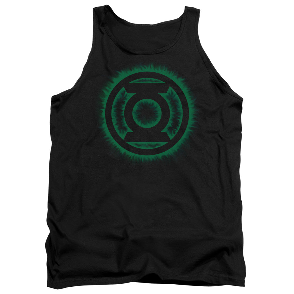 Green Lantern - Green Flame Logo - Adult Tank - Black