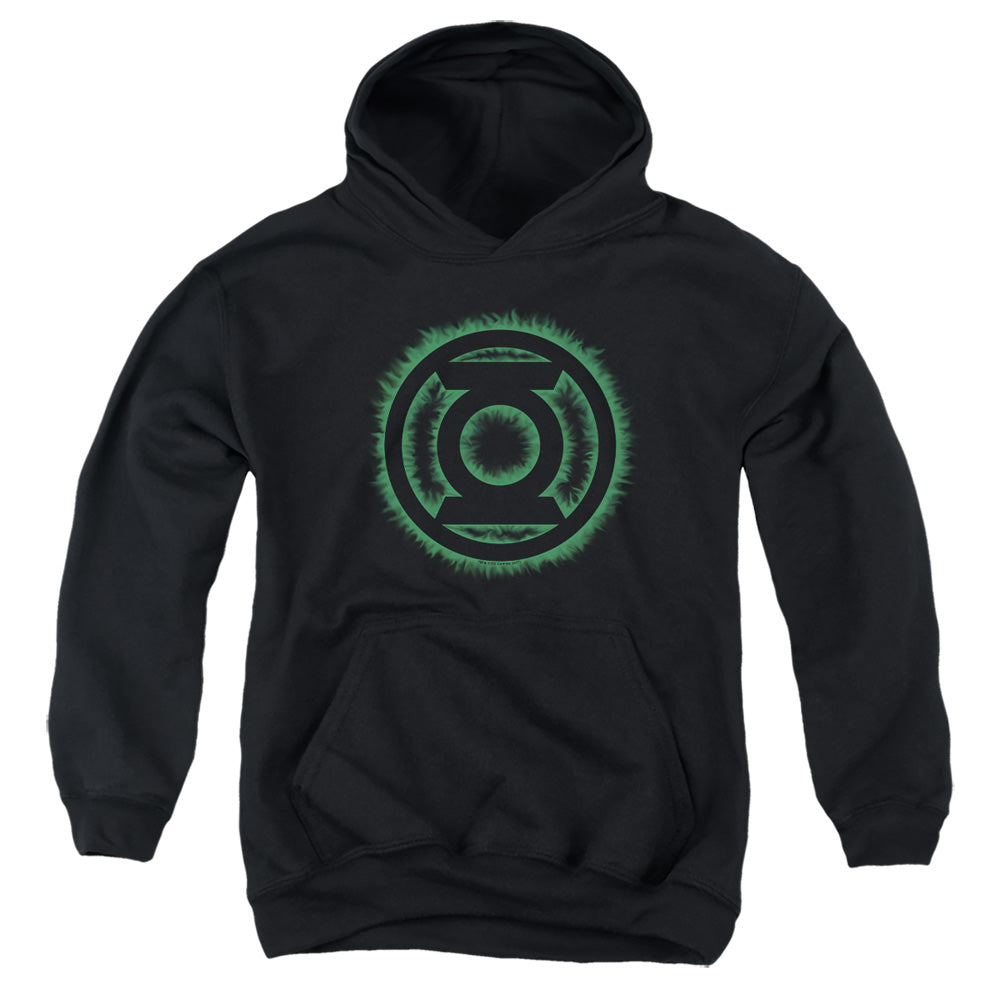 Green Lantern - Green Flame Logo - Youth Pull-over Hoodie - Black
