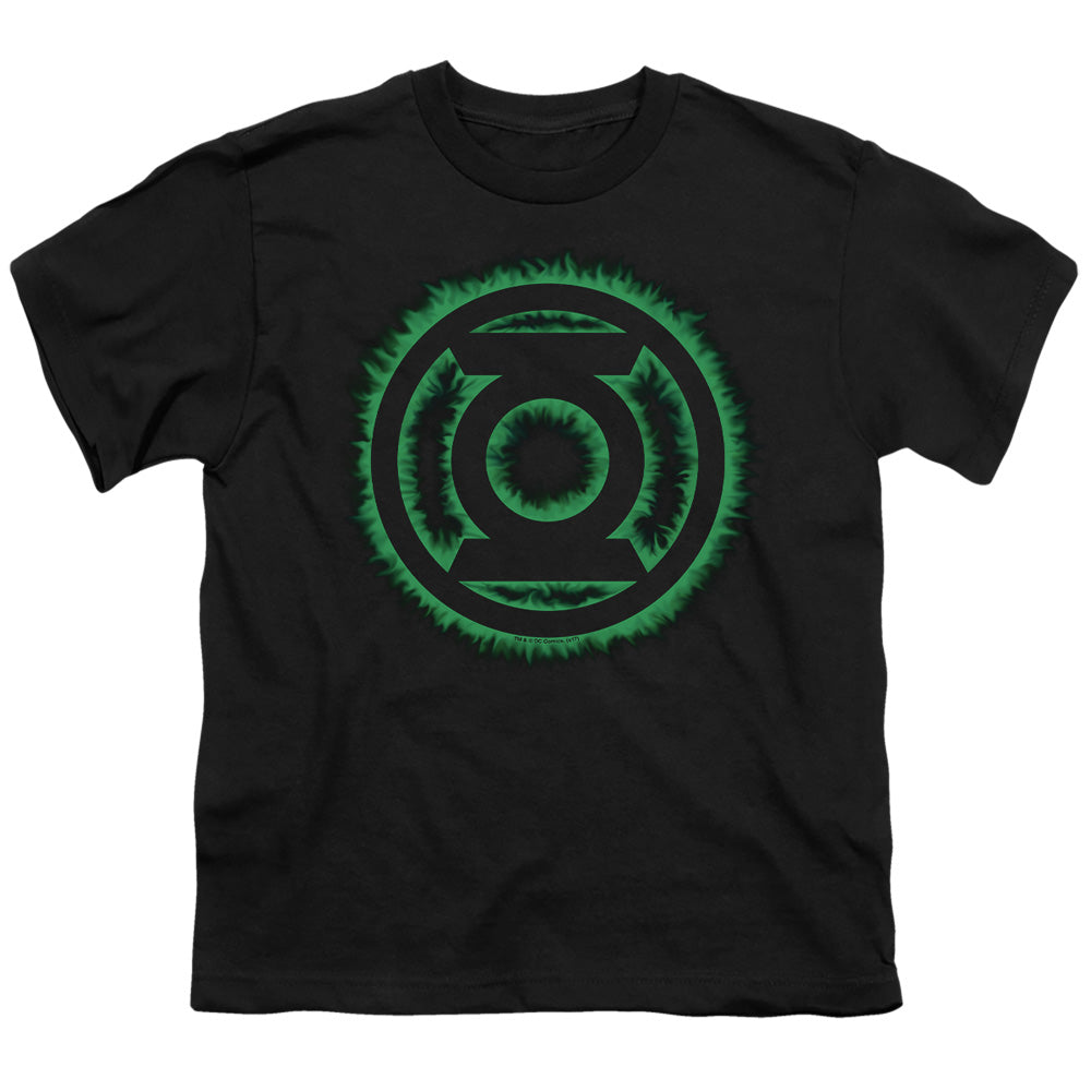 Green Lantern - Green Flame Logo - Short Sleeve Youth 18/1 - Black T-shirt