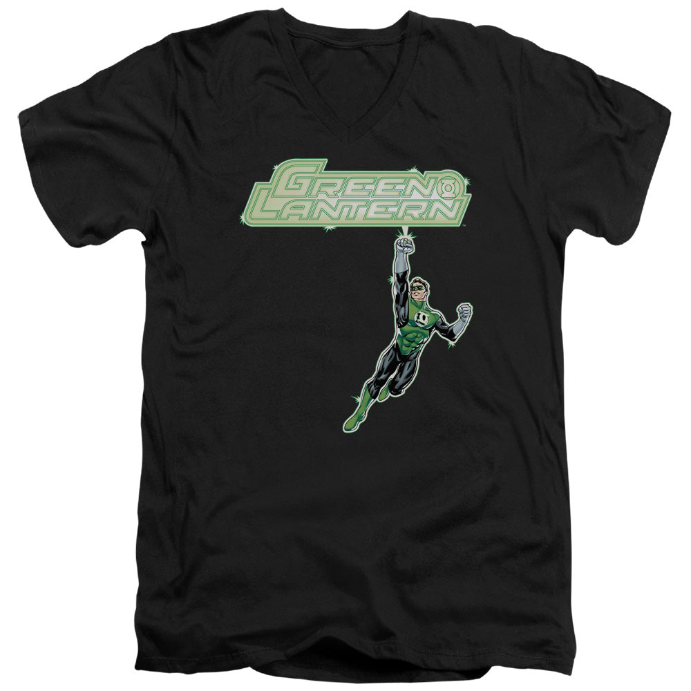 Green Lantern - Energy Construct Logo - Short Sleeve Adult V-neck - Black T-shirt