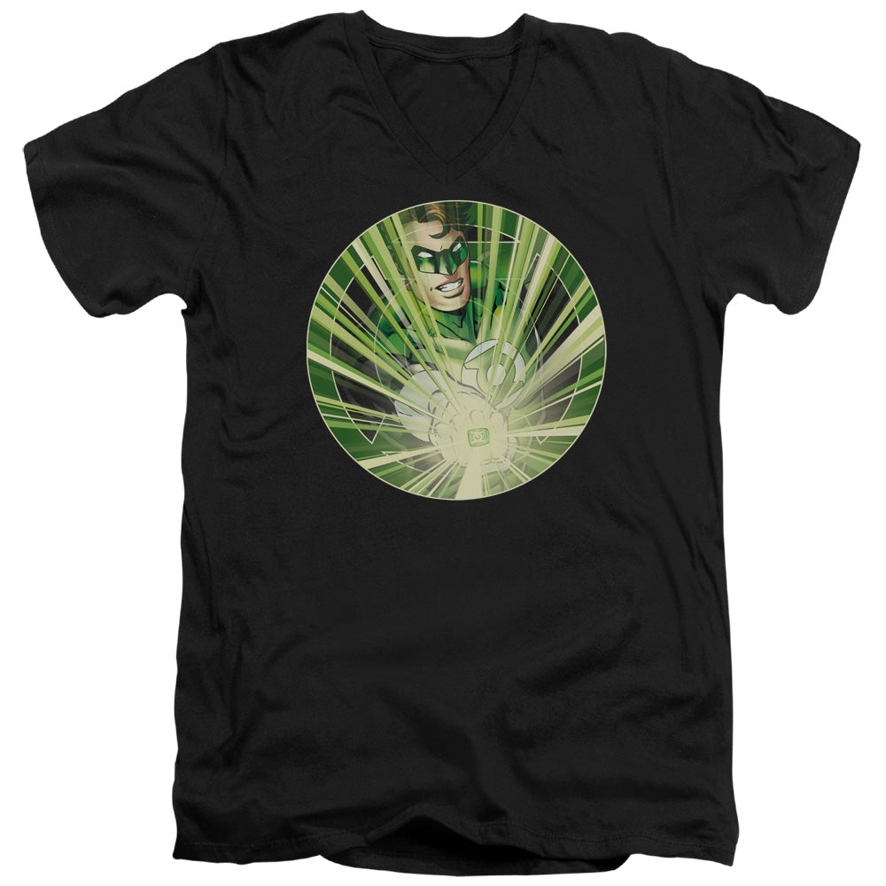 Green Lantern - Light Em Up - Short Sleeve Adult V-neck - Black T-shirt