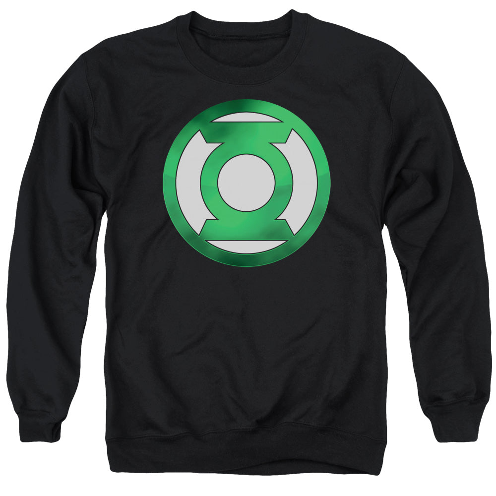 Green Lantern - Green Chrome Logo - Adult Crewneck Sweatshirt - Black