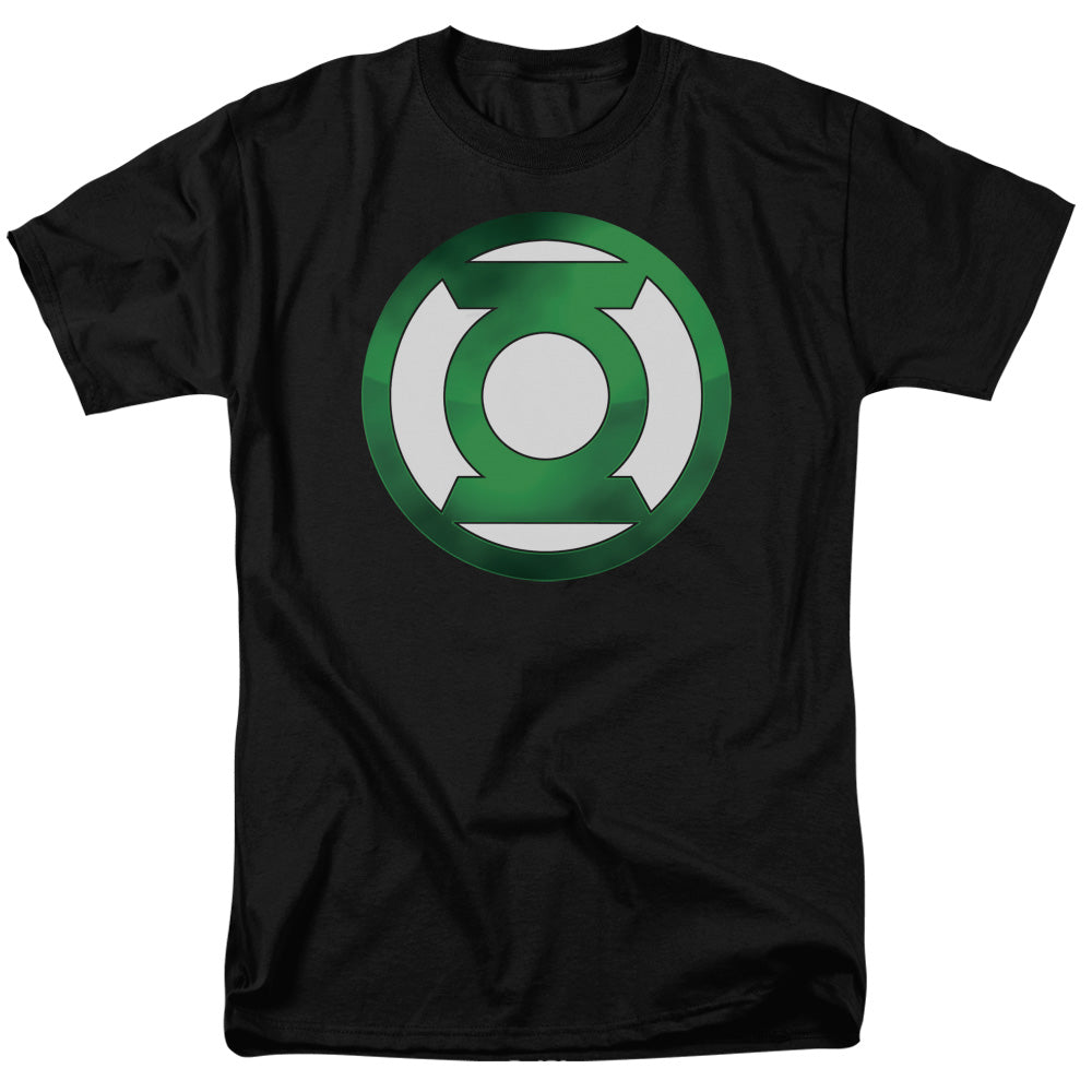 Green Lantern - Green Chrome Logo - Short Sleeve Adult 18/1 - Black T-shirt