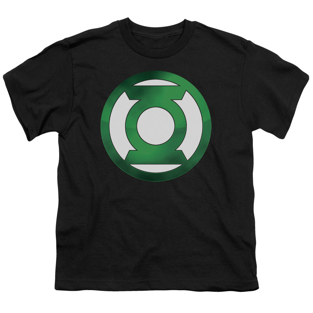 Green Lantern - Green Chrome Logo - Short Sleeve Youth 18/1 - Black T-shirt