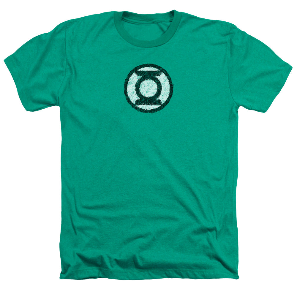 Green Lantern - Scribble Lantern Logo - Adult Heather - Kelly Green