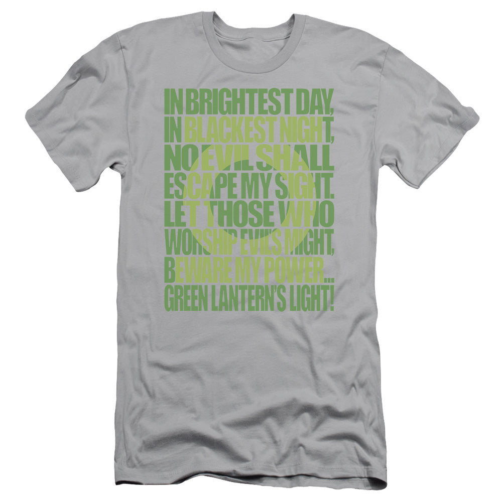 Green Lantern - Green Lantern Oath - Short Sleeve Adult 30/1 - Silver T-shirt