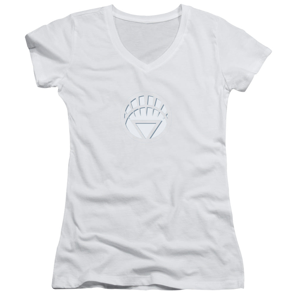 Green Lantern - White Lantern Logo - Junior V-neck - White