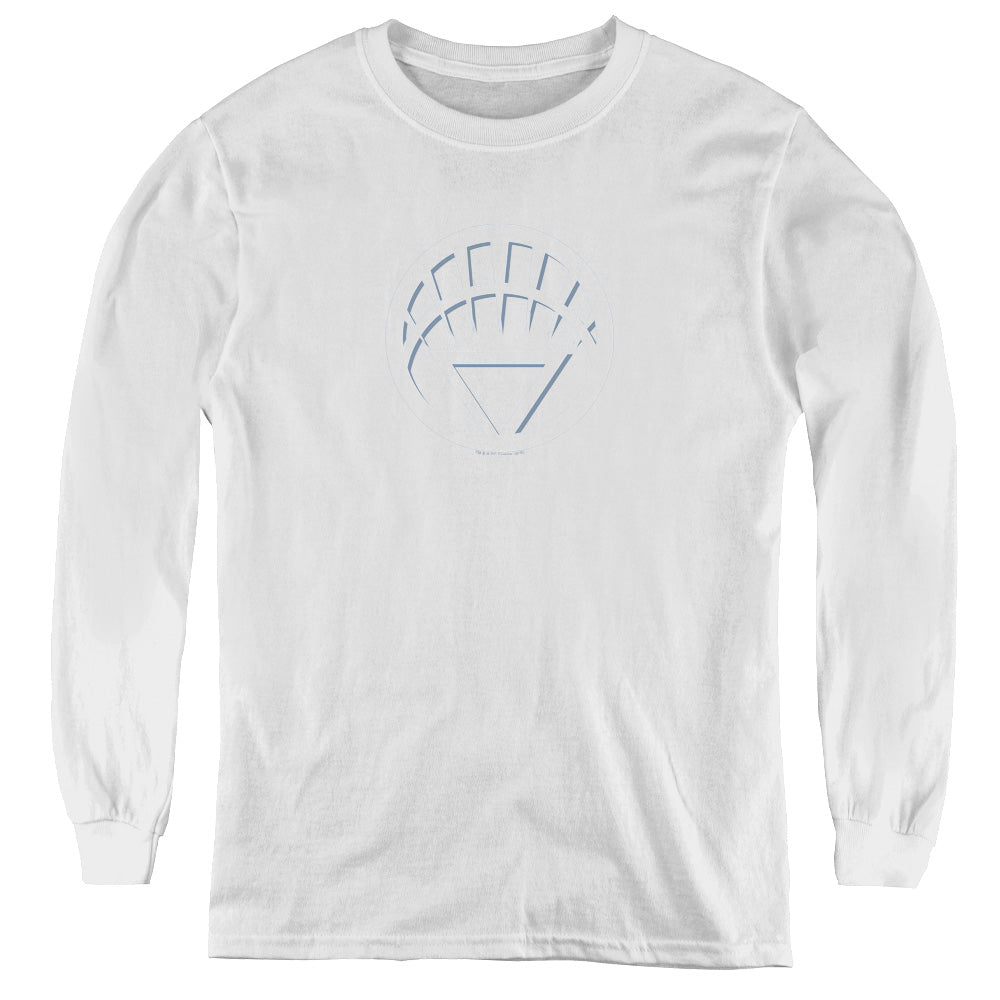Green Lantern - White Lantern Logo - Youth Long Sleeve Tee - White