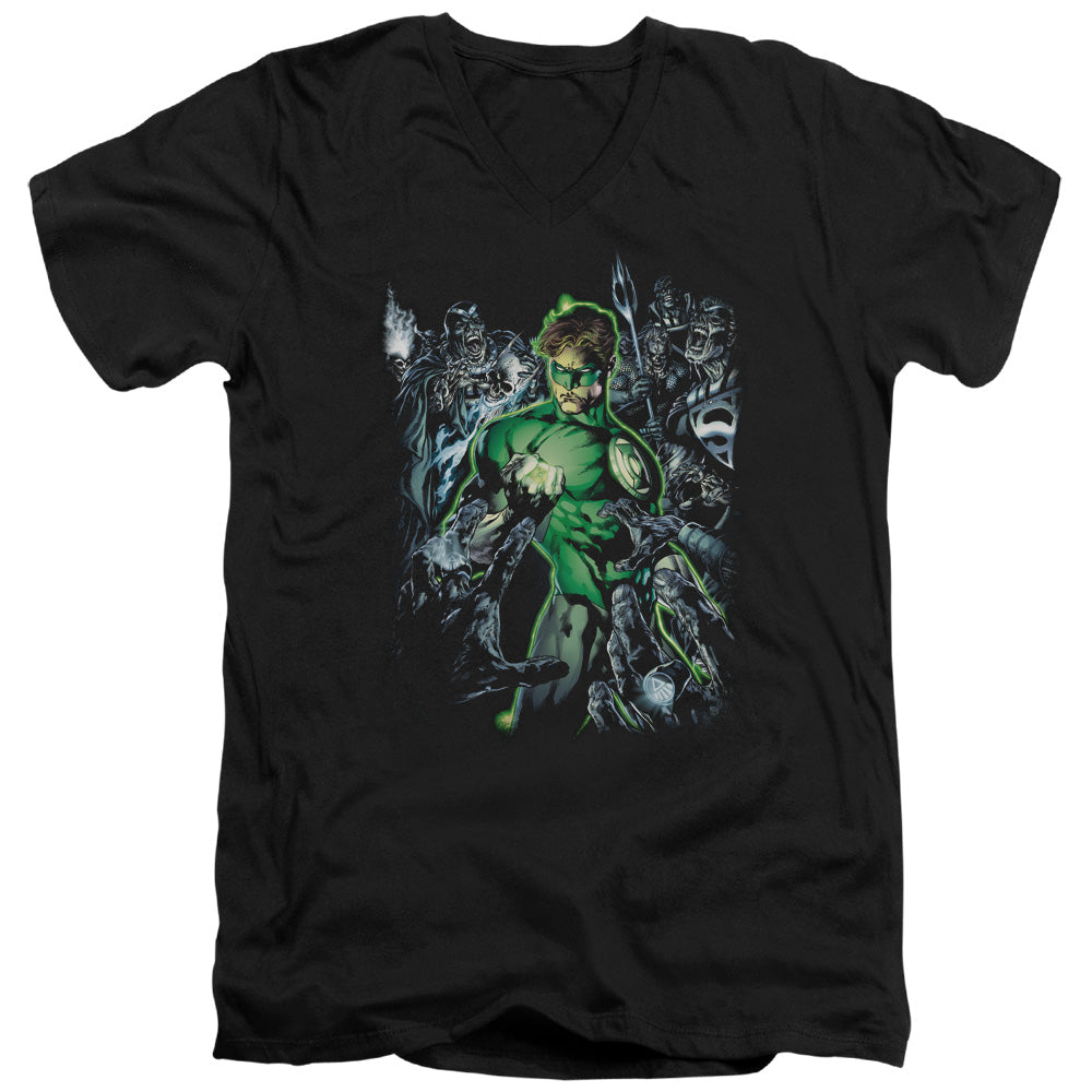 Green Lantern - Surrounded By Death - Short Sleeve Adult V-neck - Black T-shirt