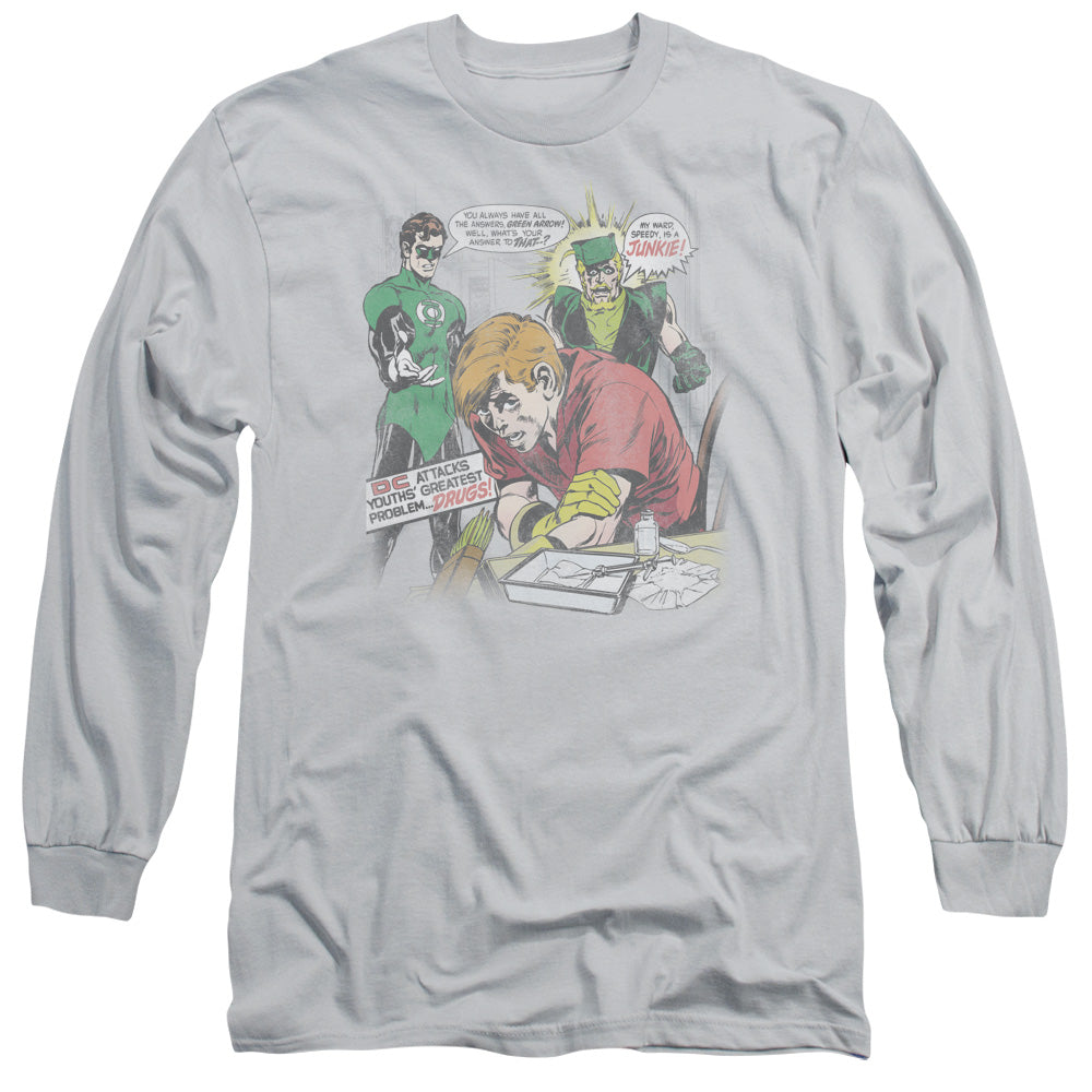 Green Lantern - Speedy Junkie - Long Sleeve Adult 18/1 - Silver T-shirt