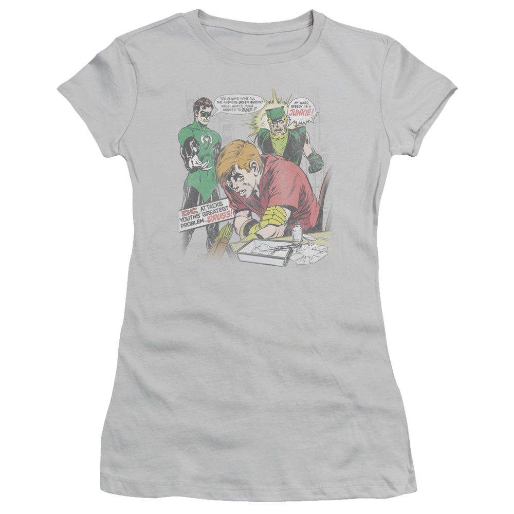 Green Lantern - Speedy Junkie - Short Sleeve Junior Sheer - Silver T-shirt