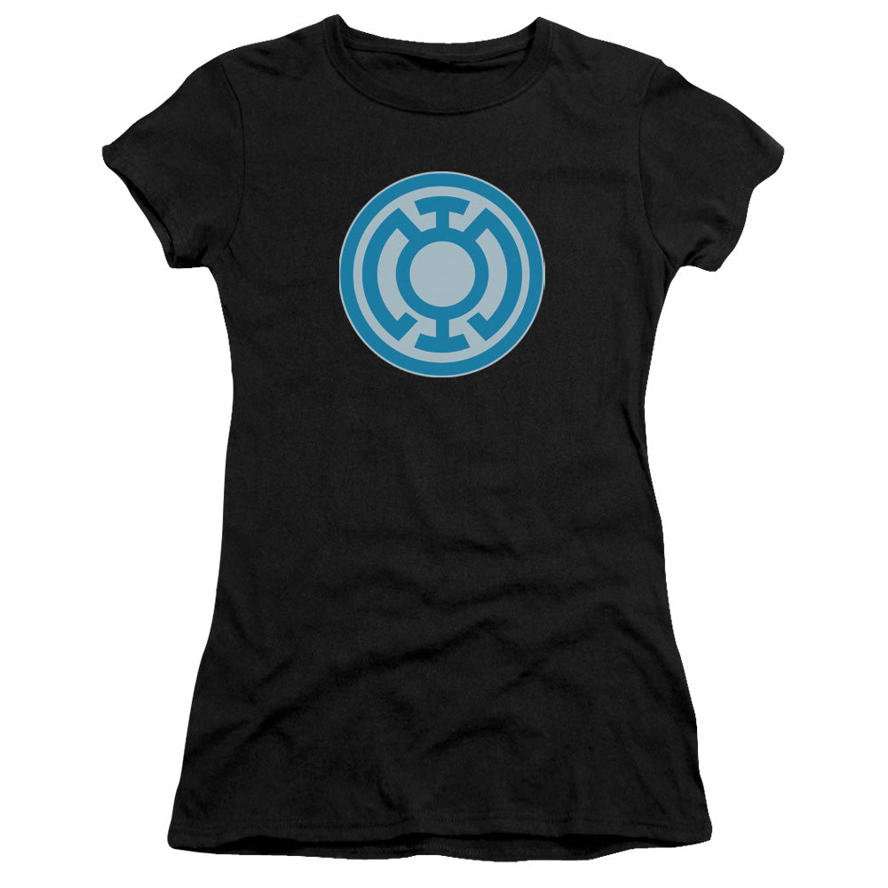 Green Lantern - Blue Symbol - Short Sleeve Junior Sheer - Black T-shirt