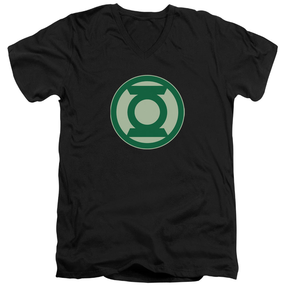 Green Lantern - Green Symbol - Short Sleeve Adult V-neck - Black T-shirt