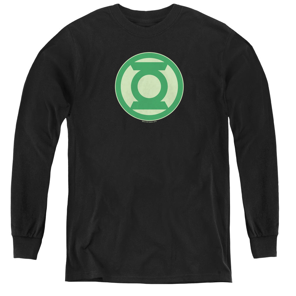 Green Lantern - Green Symbol - Youth Long Sleeve Tee - Black
