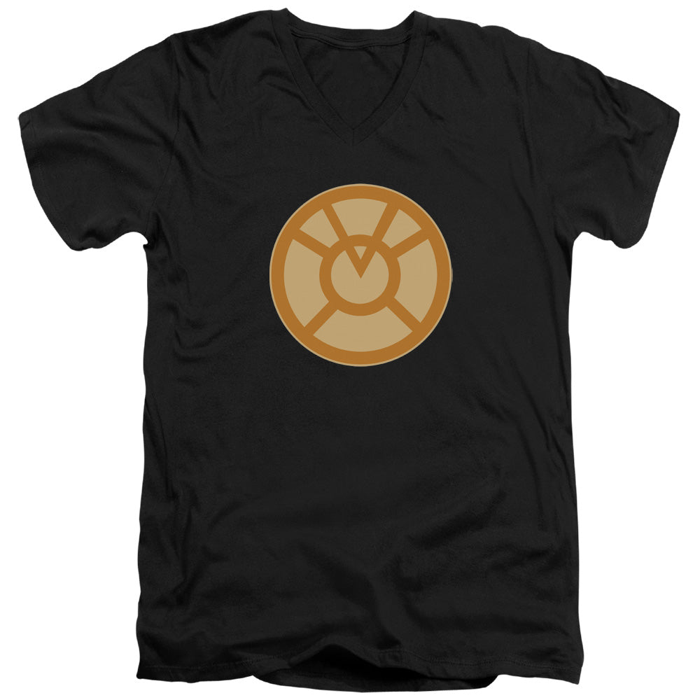 Green Lantern - Orange Symbol - Short Sleeve Adult V-neck - Black T-shirt