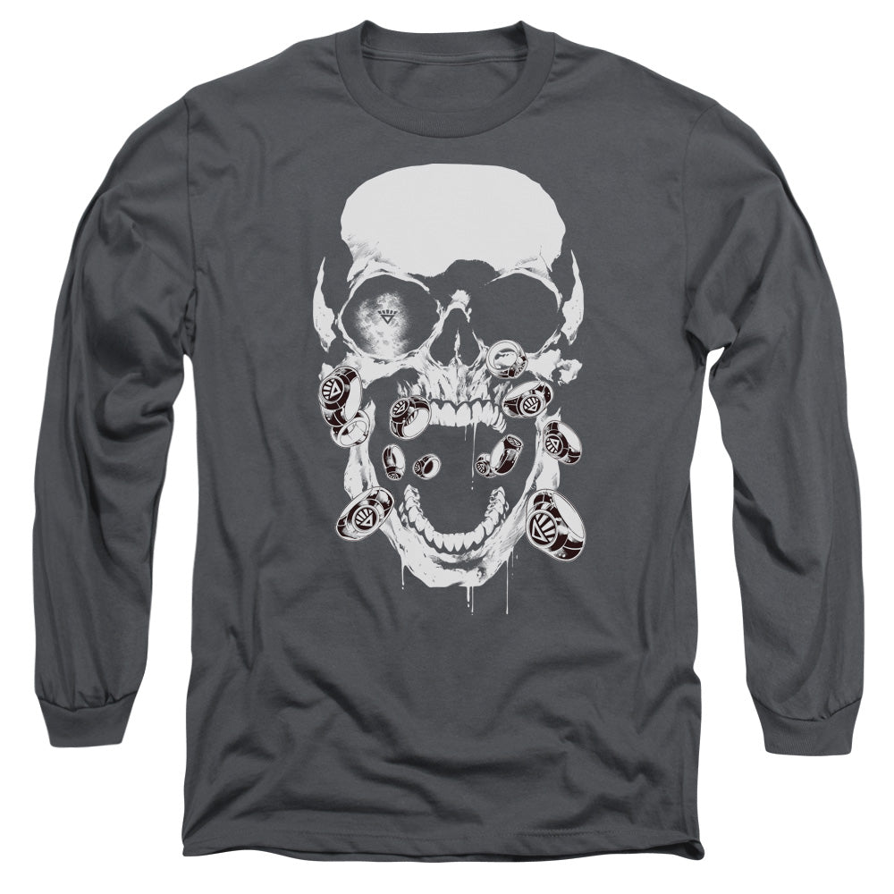 Green Lantern - Black Lantern Skull - Long Sleeve Adult 18/1 - Charcoal T-shirt
