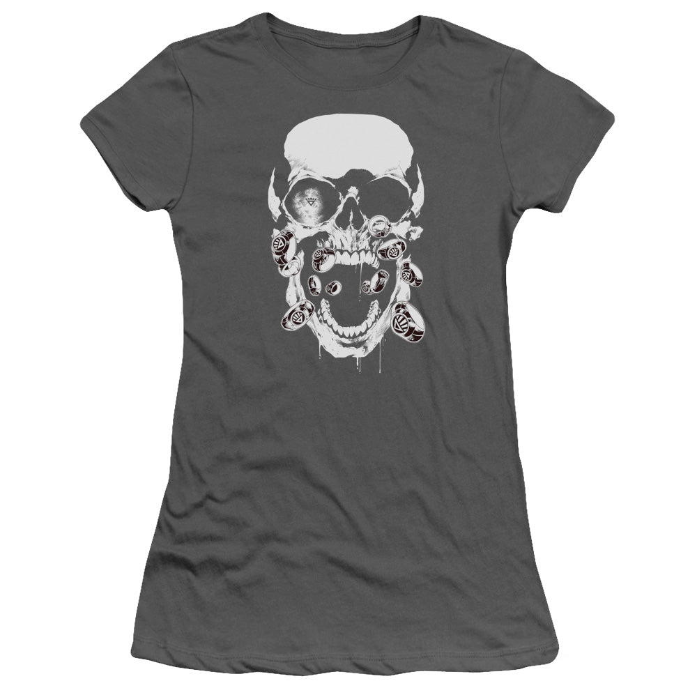 Green Lantern - Black Lantern Skull - Short Sleeve Junior Sheer - Charcoal T-shirt