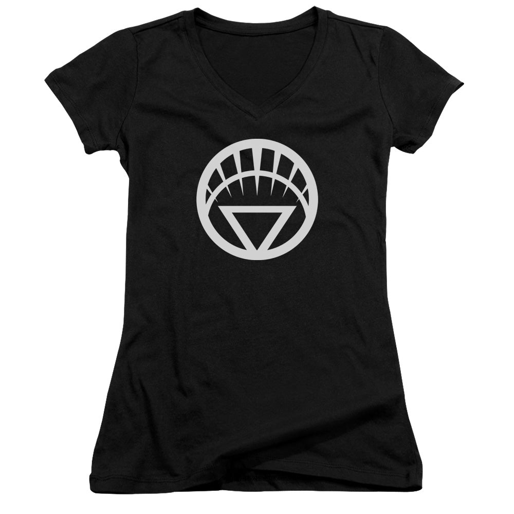 Green Lantern - White Emblem - Junior V-neck - Black