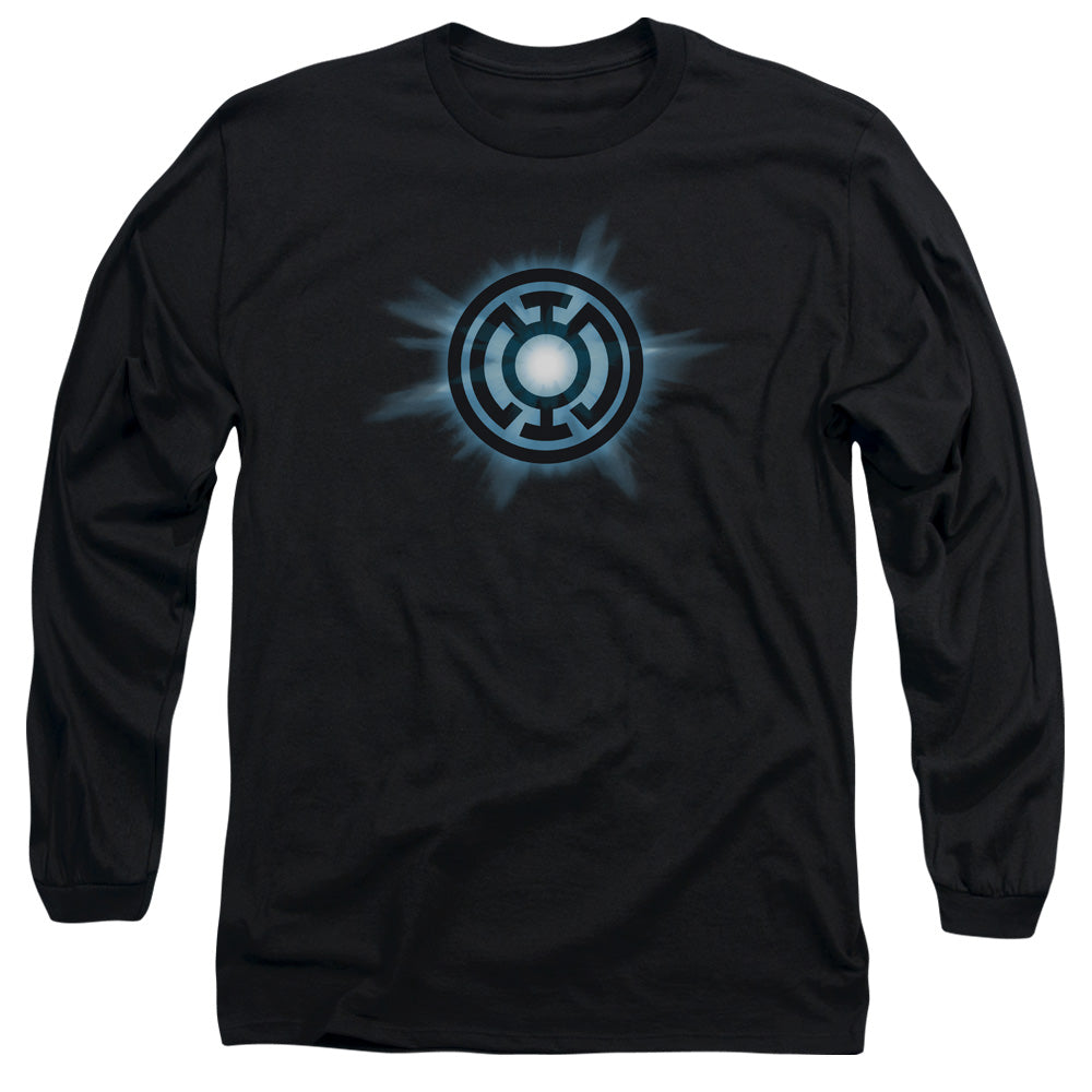Green Lantern - Blue Glow - Long Sleeve Adult 18/1 - Black T-shirt