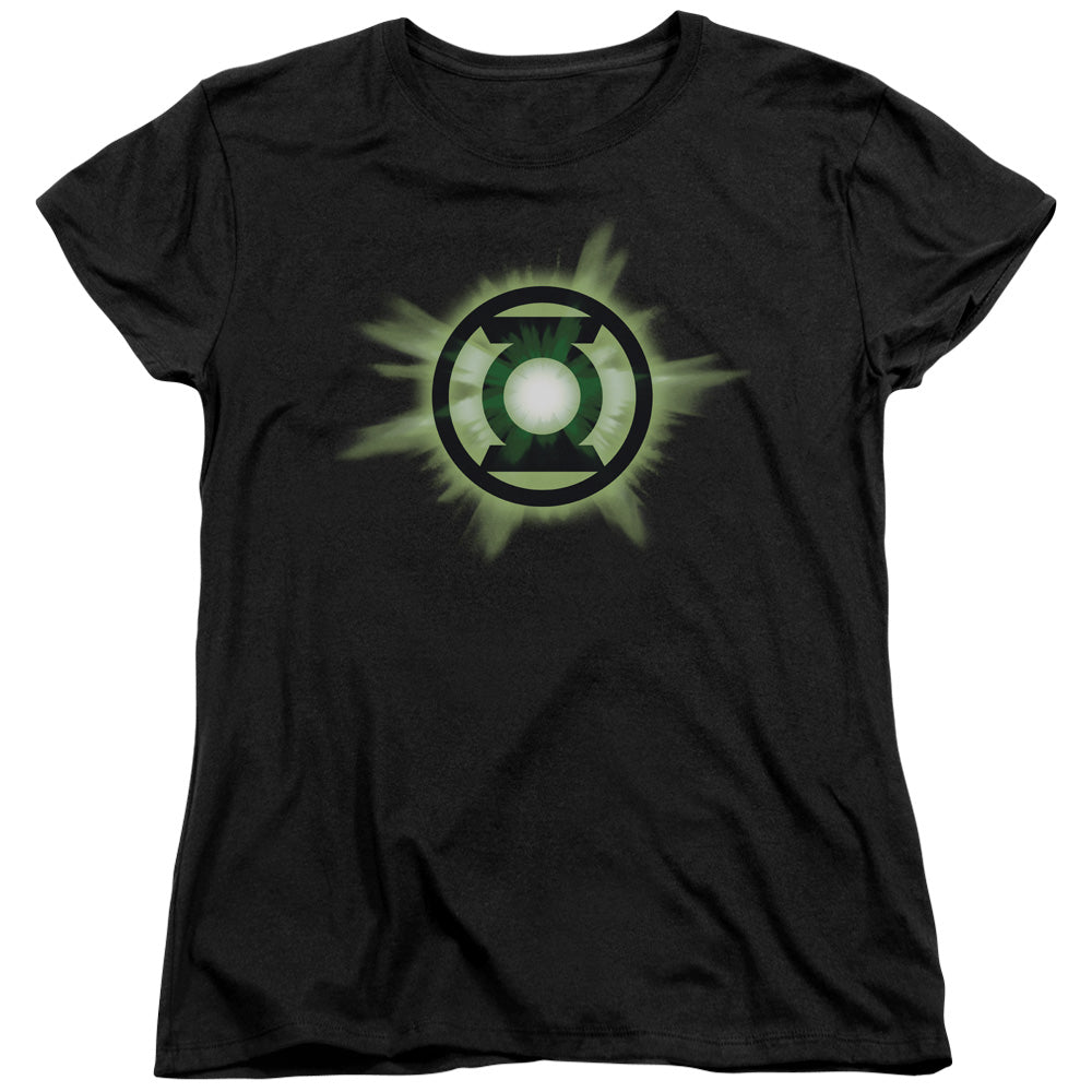 Green Lantern - Green Glow - Short Sleeve Womens Tee - Black T-shirt