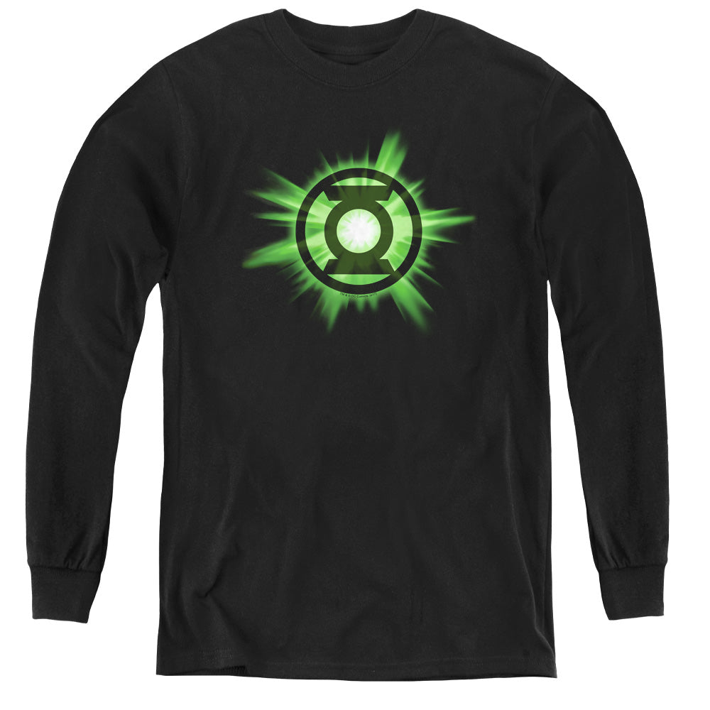 Green Lantern - Green Glow - Youth Long Sleeve Tee - Black