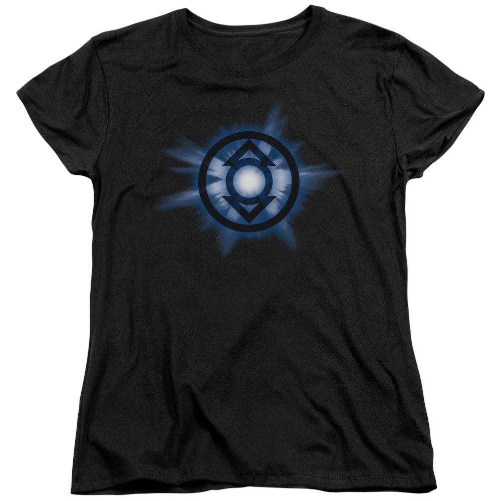 Green Lantern - Indigo Glow - Short Sleeve Womens Tee - Black T-shirt