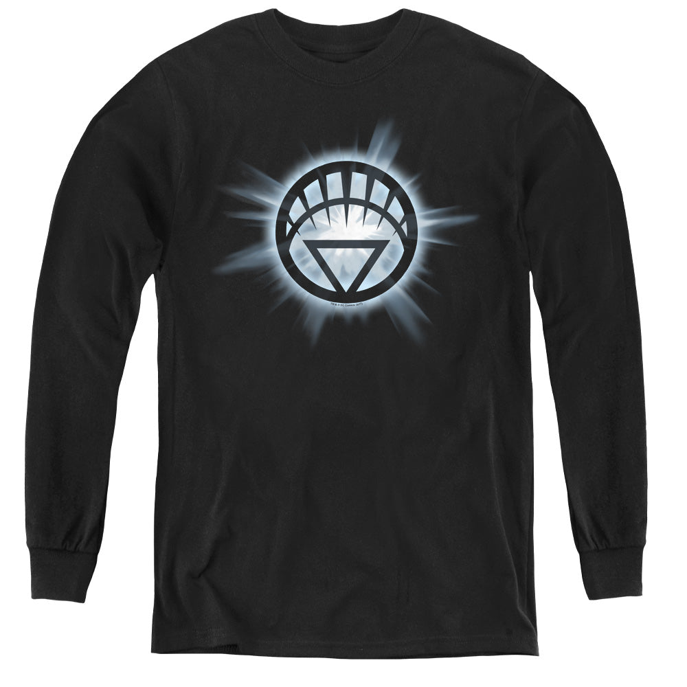 Green Lantern - White Glow - Youth Long Sleeve Tee - Black