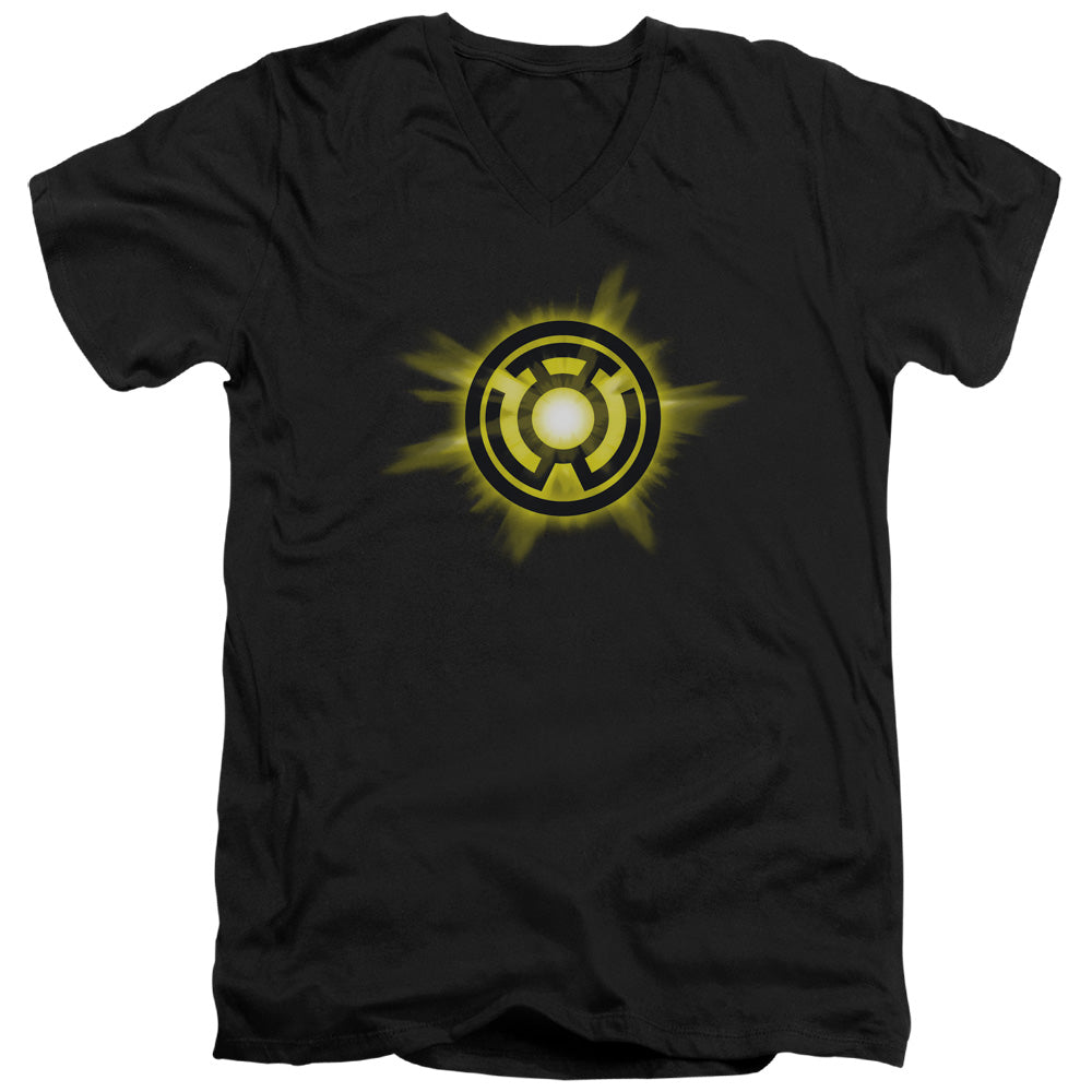 Green Lantern - Yellow Glow - Short Sleeve Adult V-neck - Black T-shirt