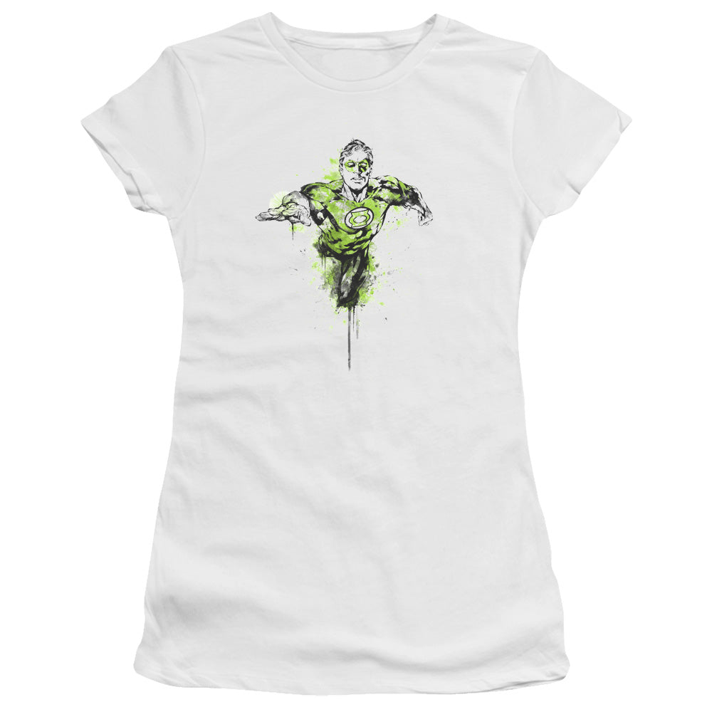 Green Lantern - Inked - Short Sleeve Junior Sheer - White T-shirt