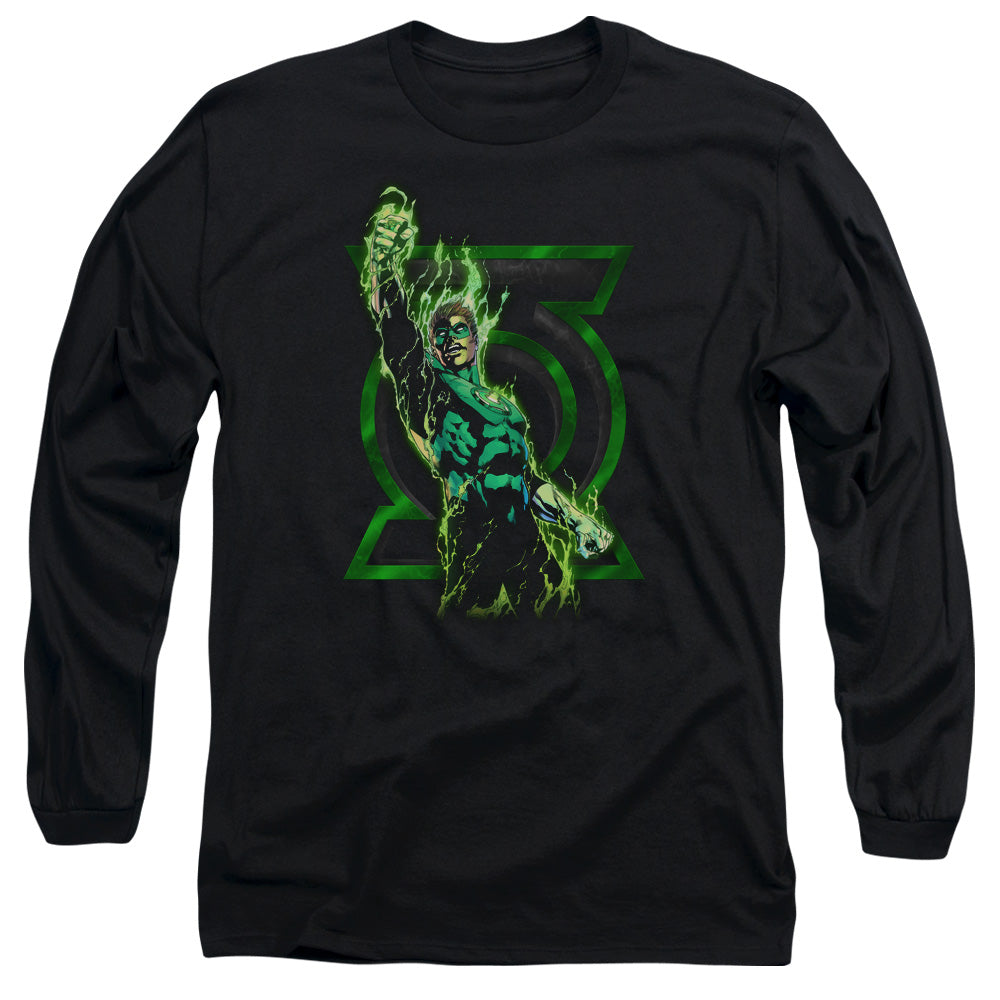 Green Lantern - Fully Charged - Long Sleeve Adult 18/1 - Black T-shirt