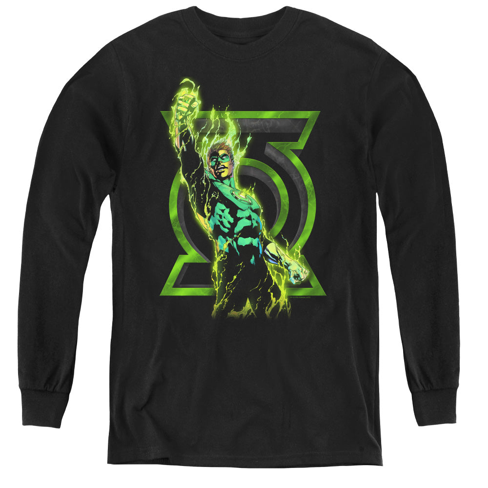 Green Lantern - Fully Charged - Youth Long Sleeve Tee - Black