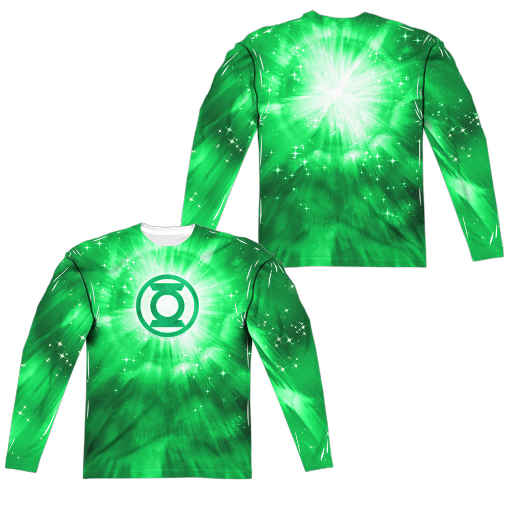 Green Lantern - Green Energy (Front/back Print) - Long Sleeve Adult Poly Crew - White T-shirt
