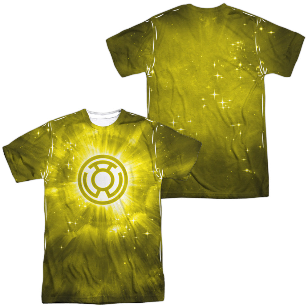Green Lantern - Yellow Energy (Front/back Print) - Short Sleeve Adult 100% Poly Crew - White T-shirt