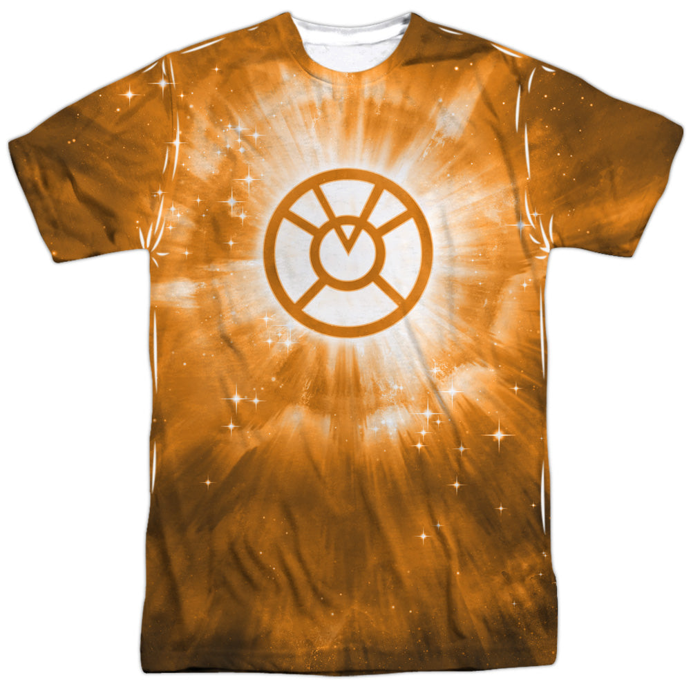Green Lantern - Orange Energy - Short Sleeve Adult 100% Poly Crew - White T-shirt